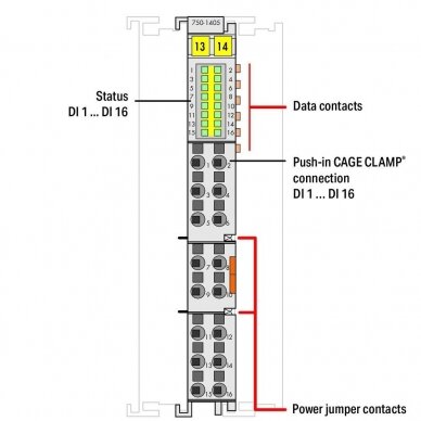 750-1405 16-channel digital input; 24 VDC; 3 ms, 16DI modulis 2