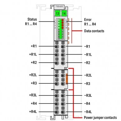 750-450 WAGO 4-channel analog input; Resistance measurement; Adjustable, 4AI modulis 2