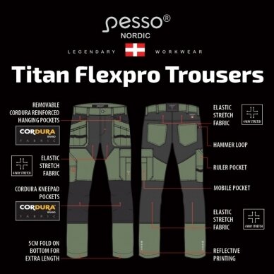 Darbo kelnės Pesso TITAN Flexpro 125, žalios 3