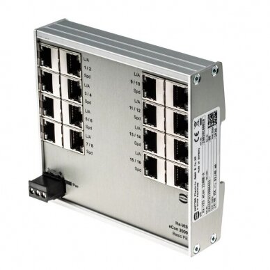 Harting Unmanaged Ethernet Switch, 16 RJ45 port, 24/48V dc, 10/100Mbit/s Transmission Speed, DIN Rail Mount, 16 Port